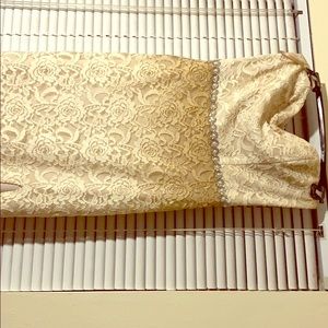 Tan and gold Prom dress